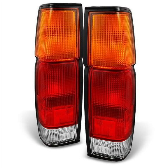 AKKON - For Hardbody D21 Pickup Truck Red Amber Tail Lights Rear Brake Lamp Left   Right Replacement Pair Set