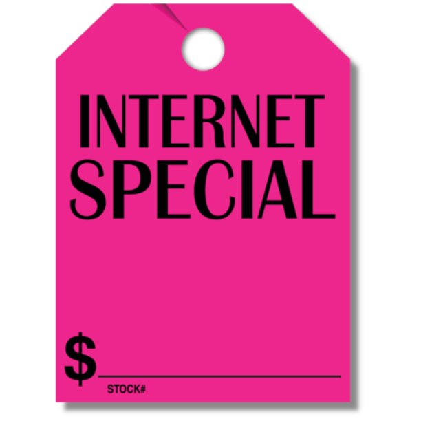 50 Pack Jumbo Car Dealer Special" Mirror Hang Tags You Choose