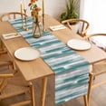 thumbnail image 3 of Table Runner 108 Inches Long for Kitchen Dining, Blue Gray Stripes Dresser Scarf Farmhouse, Dining Table Decorations for Wedding/Parties, Watercolor Modern Abstract Minimalist 13 x 108 In, 3 of 8