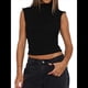 thumbnail image 1 of Camisetas Básicas Sin Mangas para Salir de Mujer, Cuello Alto, Ropa de , Camisetas Lindas Sin Mangas, Conjuntos de Verano Y2K. Negro XL, 1 of 9