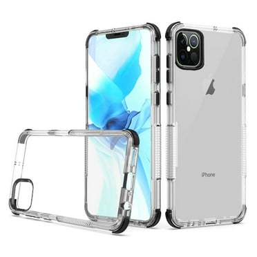 Apple iPhone 12 Mini (5.4") Case Hybrid Crystal Clear Back PC Transparent Shockproof TPU Rubber Slim 4 Corner Bumper ,Xpm Phone Cover for iPhone 12 Mini - Black