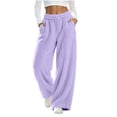 thumbnail image 5 of Wide Leg Pants for Women Baeitkot Comfortable Pull On Style Trousers with Side Pockets for Home and Outing Purple XL, 5 of 9