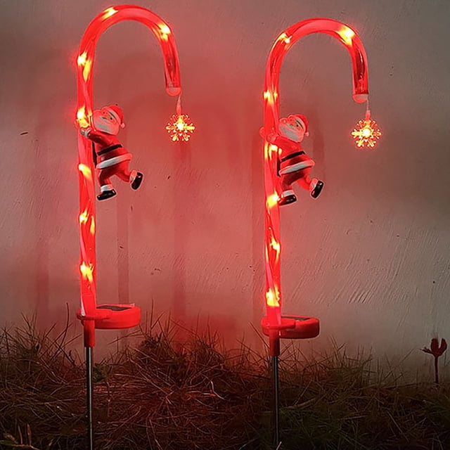 Matoen12 Outdoor Christmas Snowman Candy Cane Plug In Light Solar Festival Decoration Garden Courtyard