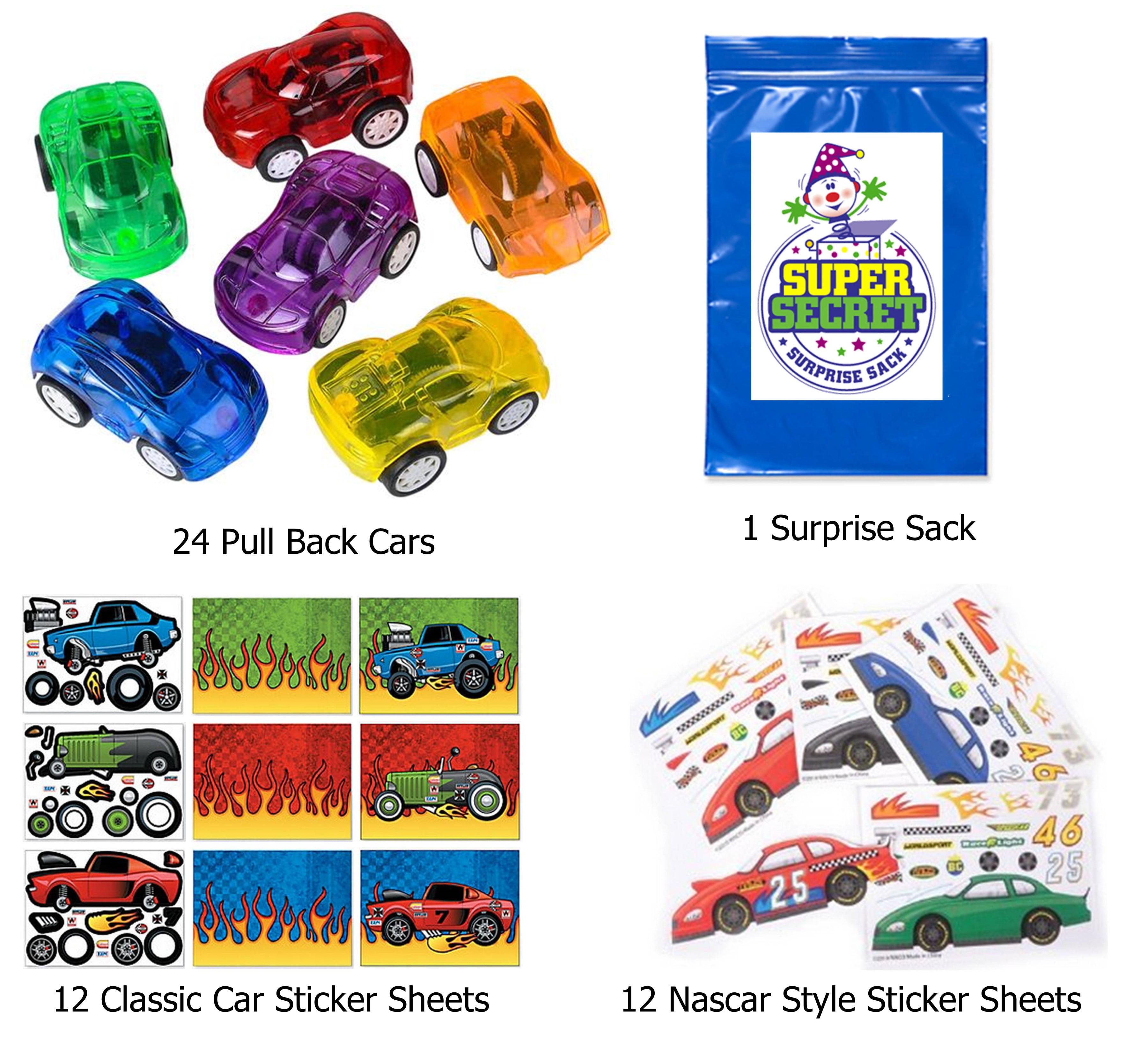 Revving Race Car Party Favor Pack for Kids Birthday Supplies, Pinata Filler, & Boys Prizes or Stocking Stuffers
