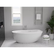 ANZZI Jetted Whirlpool Bathtub Drain Leni, Freestanding Soaking Tub with Reversible 5.9 ft. White