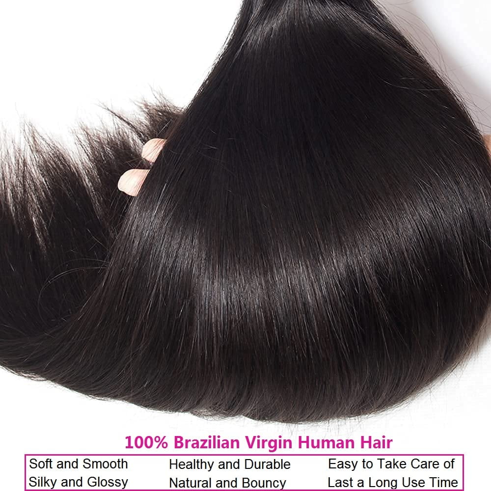 USTAR Straight Hair 1 Bundles Brazilian Virgin Human Hair Natural Black Color #1B Bundles Straight 10 Inch 100% Unprocessed Virgin Hair Straight Weave Hair Human Bundles