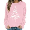 thumbnail image 4 of Nmnitkp Sweatshirt For Women Round Neck Christmas Printed Sweatshirt Long Sleeved Top Sweatshirt Pink,XL, 4 of 5
