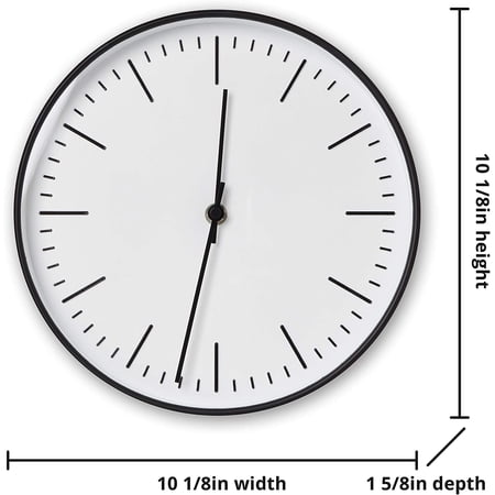 RCA RCWC10BW Wall Clock, 10 Round - Black. Decorative Wall Clock - Battery Operated Quartz Accuracy - Large Display Clock