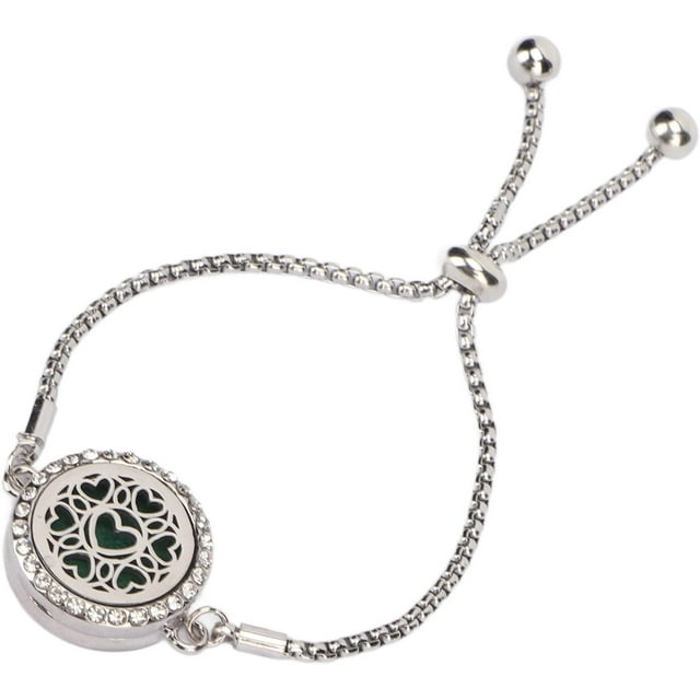 Bracelet Diffuseur d'Aromathérapie, Bracelet Diffuseur d'Huiles Essentielles, Bracelet de Parfum d'Huiles Essentielles Ajouré en Acier Inoxydable Ajustable, pour Cadeau