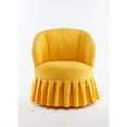thumbnail image 3 of 28.3" Swivel Accent Chair, Linen Fabric Barrel Chair with Pleated Skirt, Upholstered Comfy 360 Degree Swivel Sofa for Living Room, Bedroom, Hotel, Auditorium, Yellow, 3 of 9