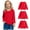 Red, variant on 3 Pack Toddler Girls Cotton T-Shirts Kids Soft Casual Crewneck Top Boys Basic Solid Long Sleeve Tees for 1-11 Years