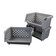 Buyitt Plastic Stackable Storage Baskets Ser of 3