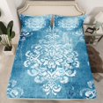 thumbnail image 2 of jejeloiu Vintage Baroque Floral Full Size Sheets,Gothic Damask Print Bed Sheets,White Blue Sheet Sets For Kids,Breathable Home Decor,4-Piece, 2 of 7