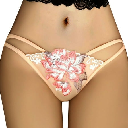 

Fabiurt Women s Underwear Women s Underwear Pure Style Lace Underwear Female Hollow Out Flower Embroidery Beige