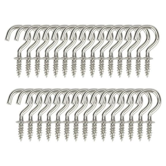30pcs Cup Ceiling Hooks 1/2 Inch Nickel Plating Screw-in Ceiling Wall Thread Hooks Great for Indoor Outdoor Plants