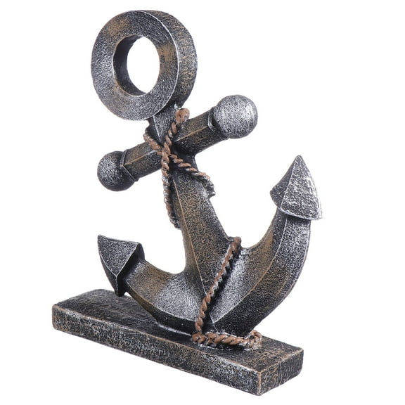 CRILSTYLEO Light Brown Boat Anchor Shape Ornament, Resin Tabletop Decor for Home and Party, Compact Size