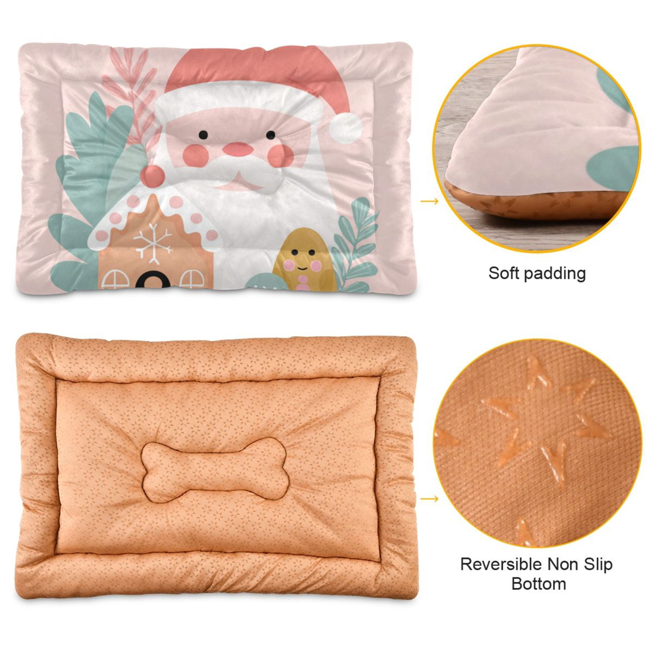 Cozy Mat Pet Bed Indoor Outdoor Warm Soft For Cat Dog Puppy(S/M) Santa Claus Face