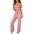 thumbnail image 3 of PIWHJQK Women 2 Piece Set Summer Loungewear Leisure Set Women Solid Lace Camisole and Pants 2 Piece Set Loungewear Women Outfits Sets, 3 of 7