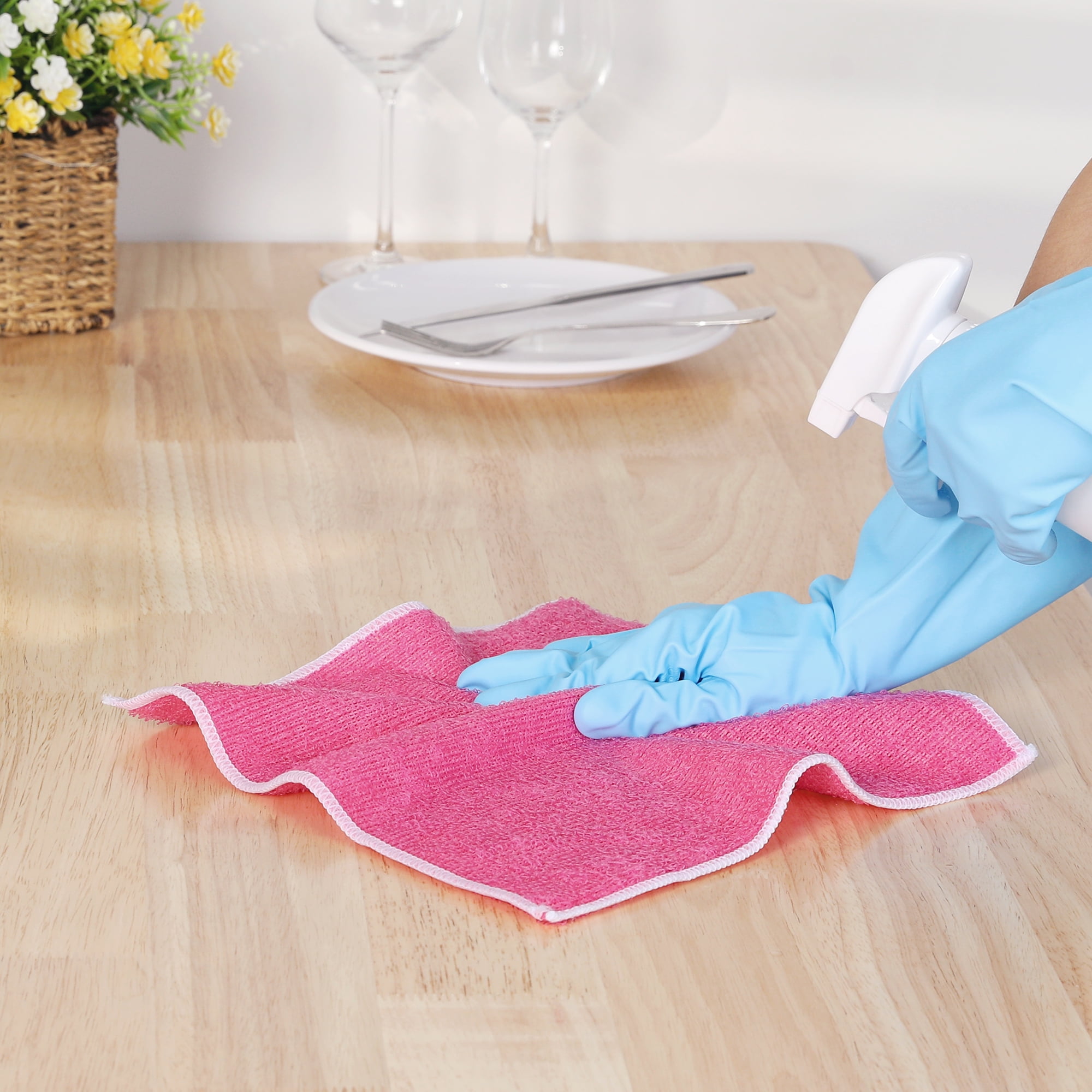 Unique Bargains 12 Pcs Wash Cloths Microfiber Absorbent Kitchen Rags Towel Multi 7"x9"