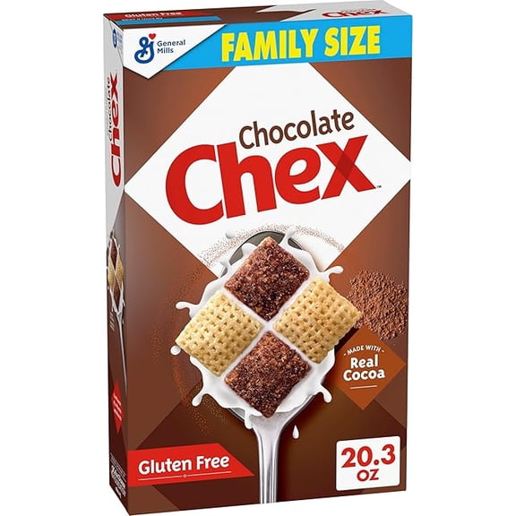1x Chocolate Chex Cereal, Gluten Free Breakfast Cereal, Made with Whole Grain, Family Size, 20.3 oz