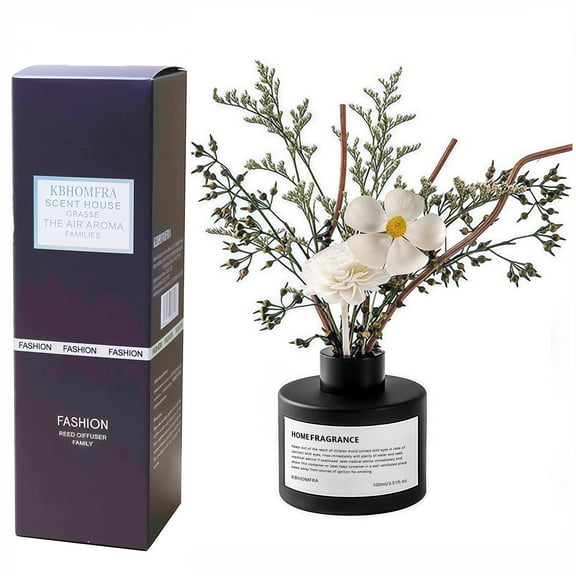 KBHOMFRA Reed Diffuser 3.38fl.oz Jasmine Scent Home Fragrance Essential Oil