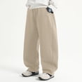 thumbnail image 4 of CPNG Girls and Boys Sweatpants Solid Color Elastic High Waist Wide Leg Sweat Pants Soft Daily Wear Casual Baggy Streetwear Pants, 4 of 5