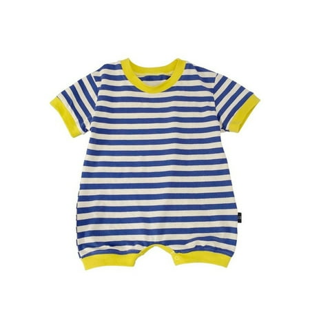 

Shakumy Top Girls Clothing Kids Baby Girls Boys Summe Striped Cotton Short Sleeve Romper Spring Outfit Girl Blue 0-6 Months