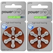 NEW 12 pcs Power One PowerOne Hearing Aid Batteries size P312 Expire Early 2021