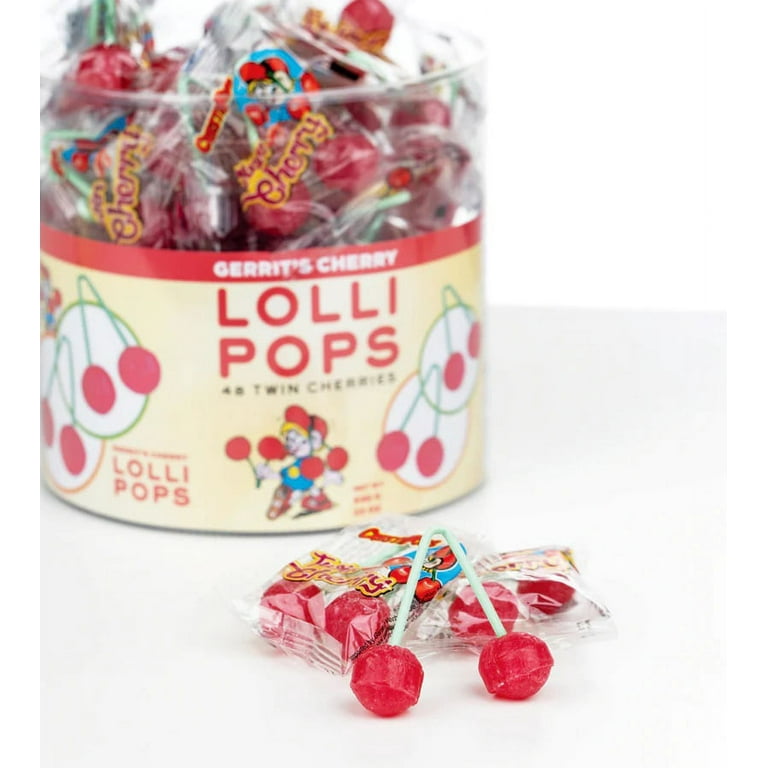 Gerrit J Verburg Twin Cherry Lollipops, 0.48 Ounce Pops, 48 Piece