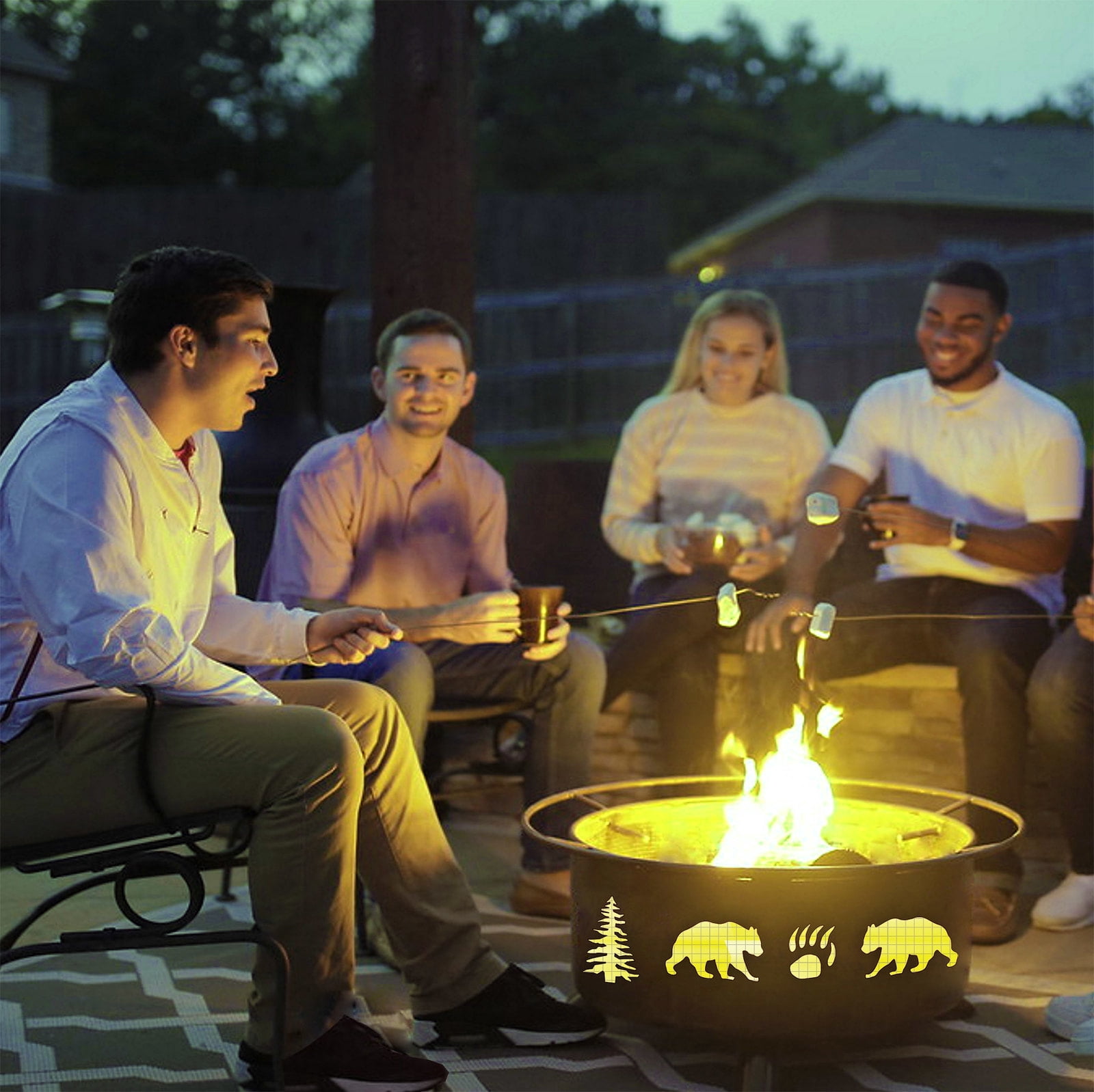 Bear & Trees Steel Fire Pit by Patina Products