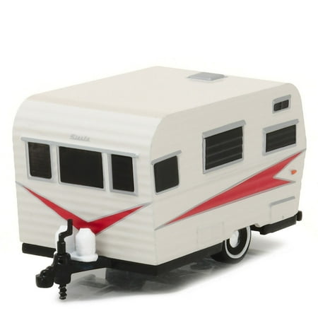 GREENLIGHT 1:64 HITCHED HOMES SERIES 1 - 1959 SIESTA TRAVEL TRAILER SILVER (Best Travel Trailer For The Money 2019)