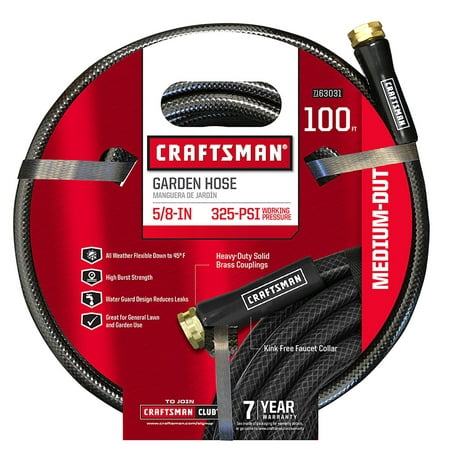 hose water craftsman garden ft kink leak duty medium resistant flexible watering scuff ply guard weather tool construction 100ft cm