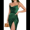 thumbnail image 2 of Falda Irregular Midi para Mujer - Vestido de Verano de Color Liso Verde L, 2 of 8