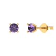 thumbnail image 2 of 0.5 Ct Round Cut Studs Purple Alexandrite 18K Yellow Solid Solid Gold Everyday Dainty Earrings Push Back, 2 of 7