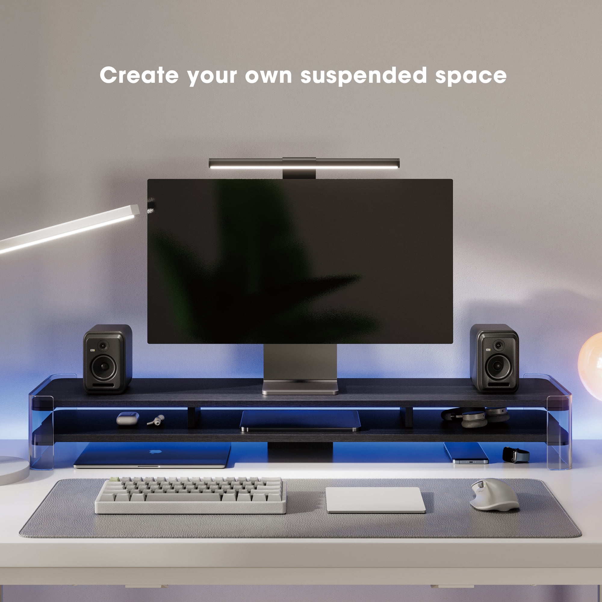 Fenge Acrylic Monitor Stand Riser, 43.1 inch Clear Dual Acrylic Computer Monitor Stand for 2 Monitors
