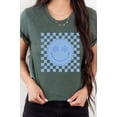 thumbnail image 5 of Snowflake Smiley Face Checker Winter Graphic Tee T-Shirt, 5 of 9