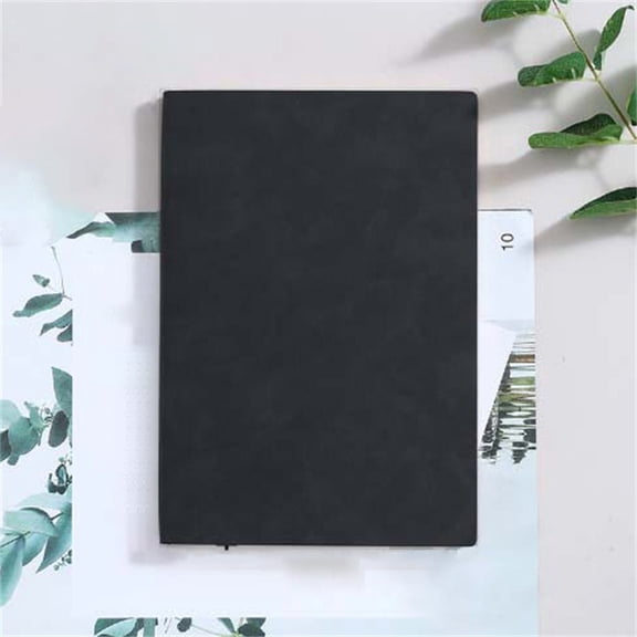 Lined Journal Notebook, 200 Numbered Pages per Pack, A5 Notebook 8.3" × 5.7", Leather Softcover, 100 GSM Thick Paper, for Writing, Work, School (Black)