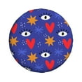 thumbnail image 2 of DouZhe Waterproof Spare Tire Cover, Hearts Stars Eyes Doodles Prints Adjustable Wheel Covers Fit for Jeep Trailer RV SUV Car, 17 inch, 2 of 7