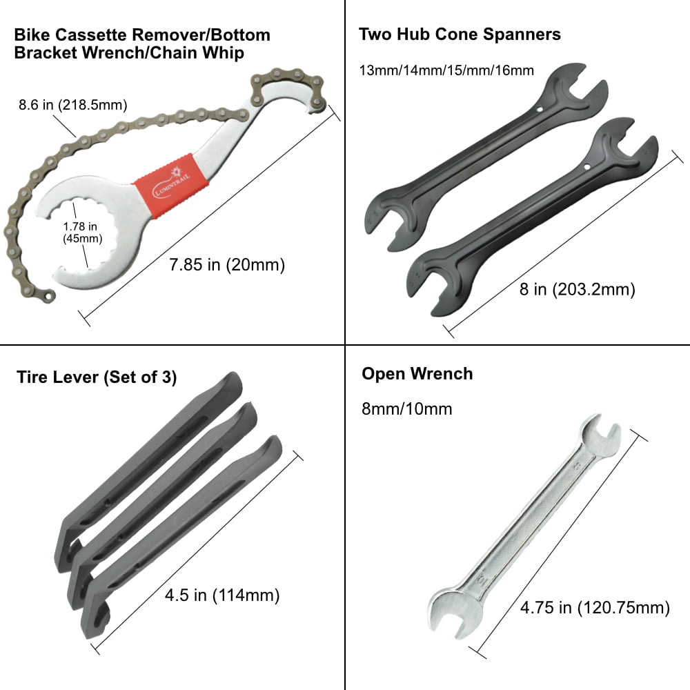 Bicycle Cone Wrench Repair Tools Set 10 in 1 SILVER US CAng 