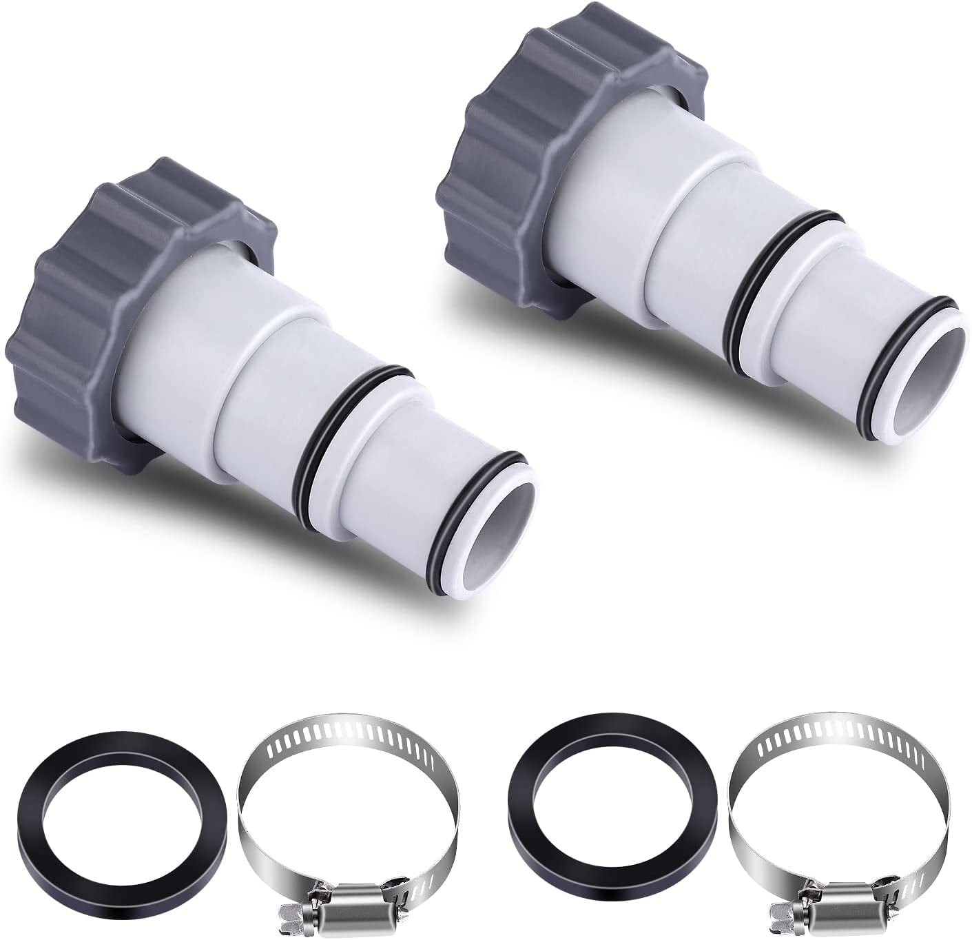 PHANY 32 to 38mm Pool Hose Adapter A with Clamp for Threaded Connection