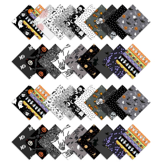 Soimoi Precut 10-inch Halloween Prints Cotton Fabric Bundle Quilting Squares Charm Pack DIY Patchwork Sewing Craft