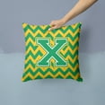 thumbnail image 2 of Letter X Chevron Green and Gold Fabric Decorative Pillow, 2 of 4