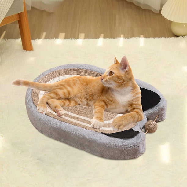 Griffoir Pour Chat Ovale En Sisal - Avec Base Antidérapante - Lit Et Griffoir Combiné - Protège Les Meubles