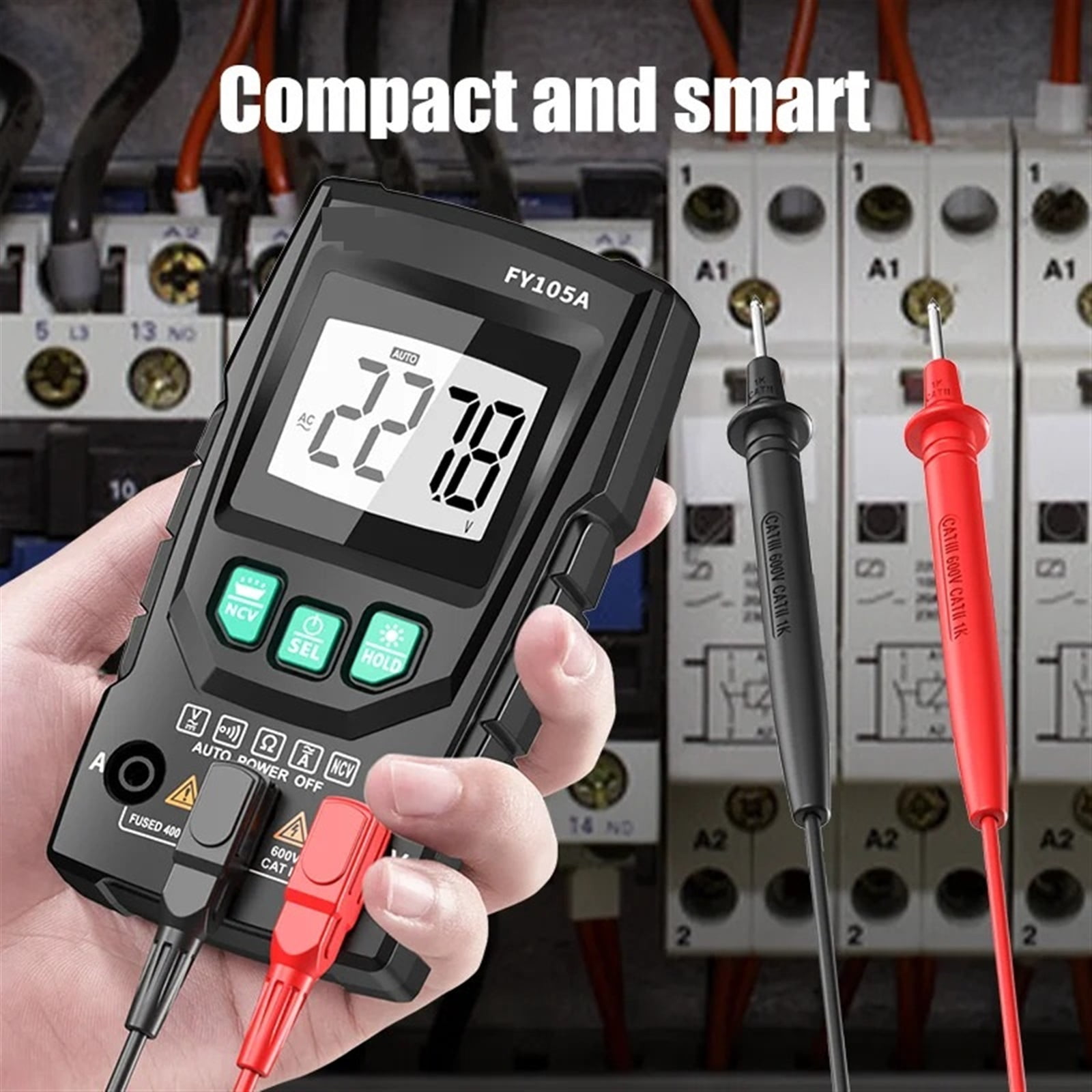 Smart Mini Digital Multimeter Auto-Ranging 4000 Counts AC/DC Voltage Current Tester Portable Ohmmeter Ammeter Voltmeter ,Easy to Operate