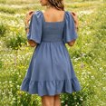 thumbnail image 4 of IUYRTFE Women's Flutter Sleeve Embroidered Mini Dress V Neck Tiered Ruffle Summer Casual A Line Dress, 4 of 6