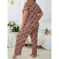 thumbnail image 5 of Womens Plus Size Pajama Soft Silky Print Set Short Sleeve Sleepwear 2 Piece Lightweight Loungewear for Home, 5 of 11