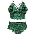 thumbnail image 3 of Gibobby Conjunto de lencería de encaje Conjunto de lencería de 2 piezas de talla grande para mujer con sujetador de tiras y bragas(Verde, XXL), 3 of 5