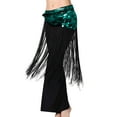 thumbnail image 2 of Nfurl Women's Belly Dance Sequin Tassel Skirts Elegant Hip Scarf Warp Skirt Shiny Glitter Sparkly Fringe Skirts for Women Green Free Size, 2 of 7