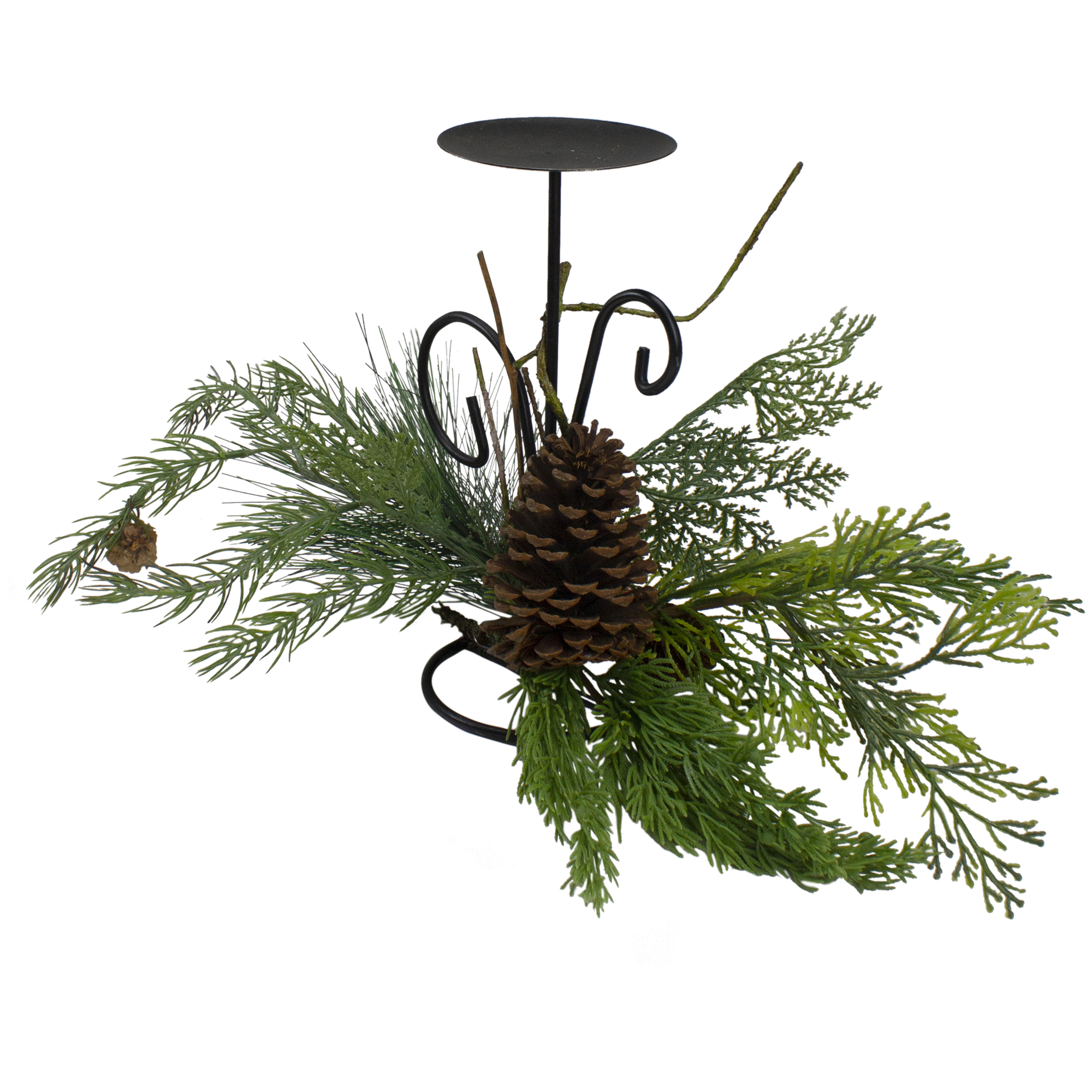 Northlight 10" Green Artificial Sprigs and Pine Cone Christmas Candle Holder, Green - image 2 of 3