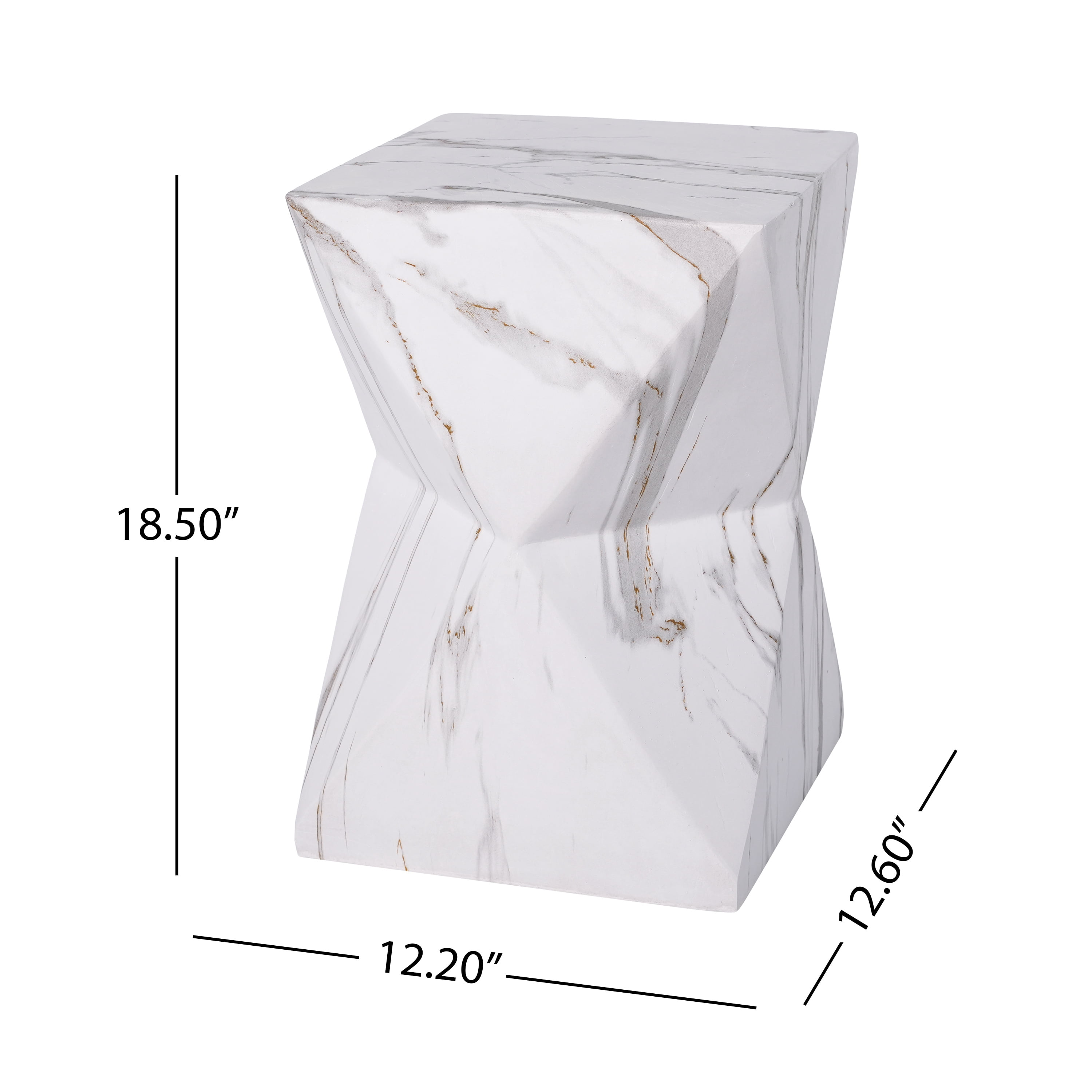 Mintazer 18.5"H Modern Geometric Hourglass MGO Side Table, Indoor & Outdoor Sculptural Accent End Table Plant Stool for Living Room Bedroom Patio Garden, White